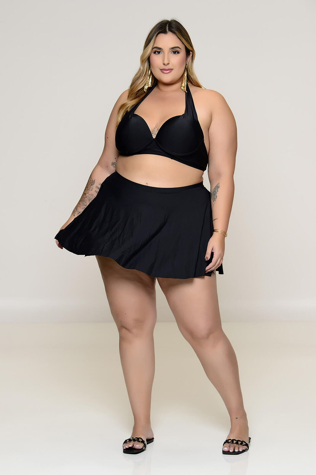 Biquíni Plus Size com Saída Embutida Preto