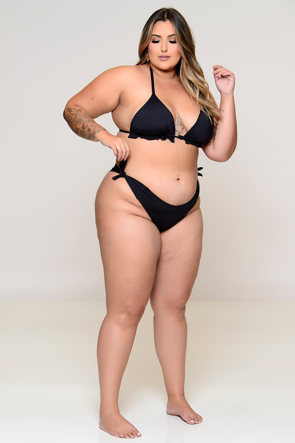 Biquíni Plus Size Cortininha Preto