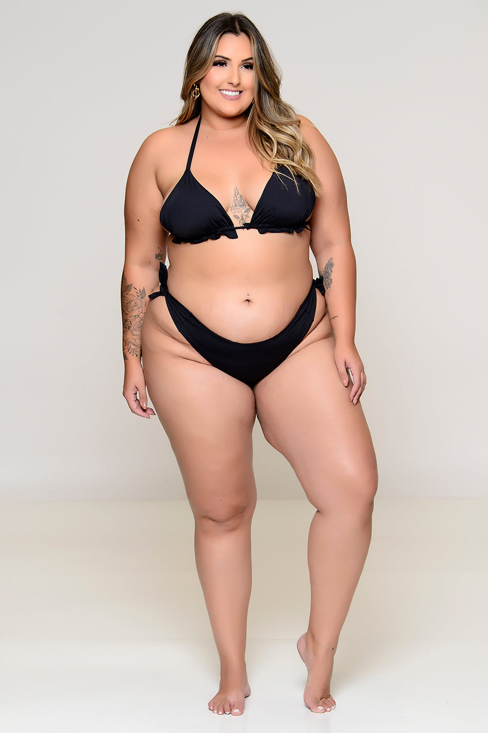 Biquíni Plus Size Cortininha Preto