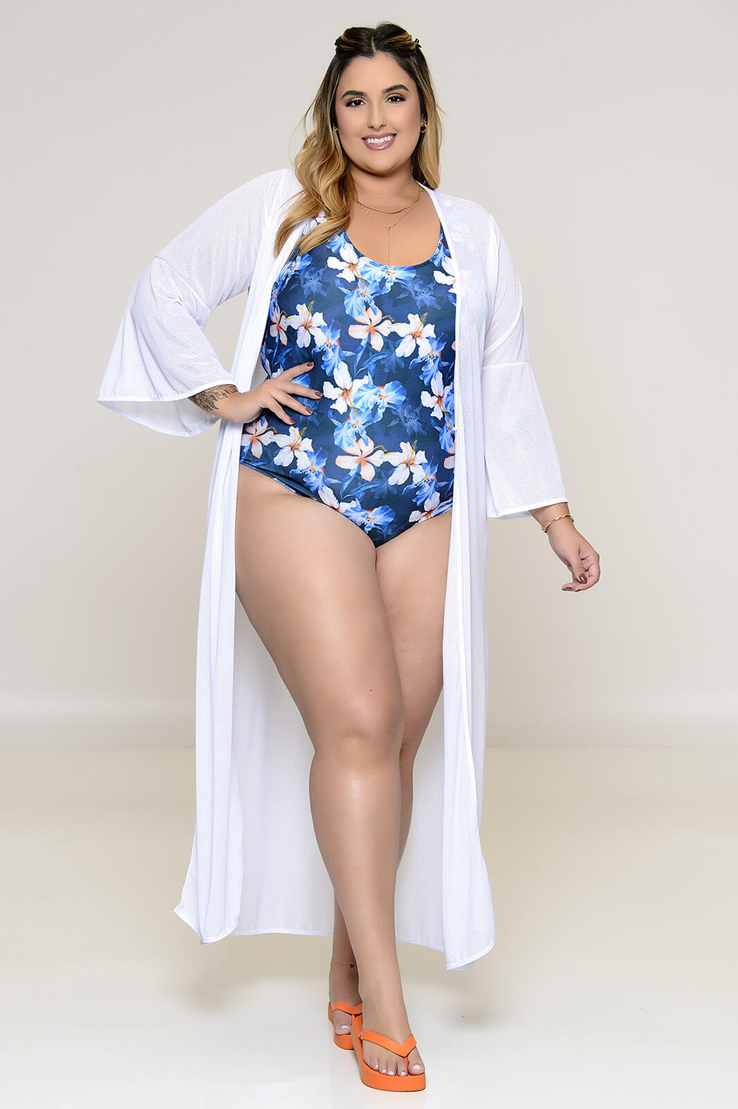 Maiô Plus Size Clássico Azul