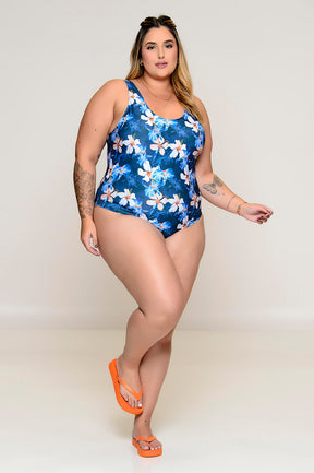 Maiô Plus Size Clássico Azul