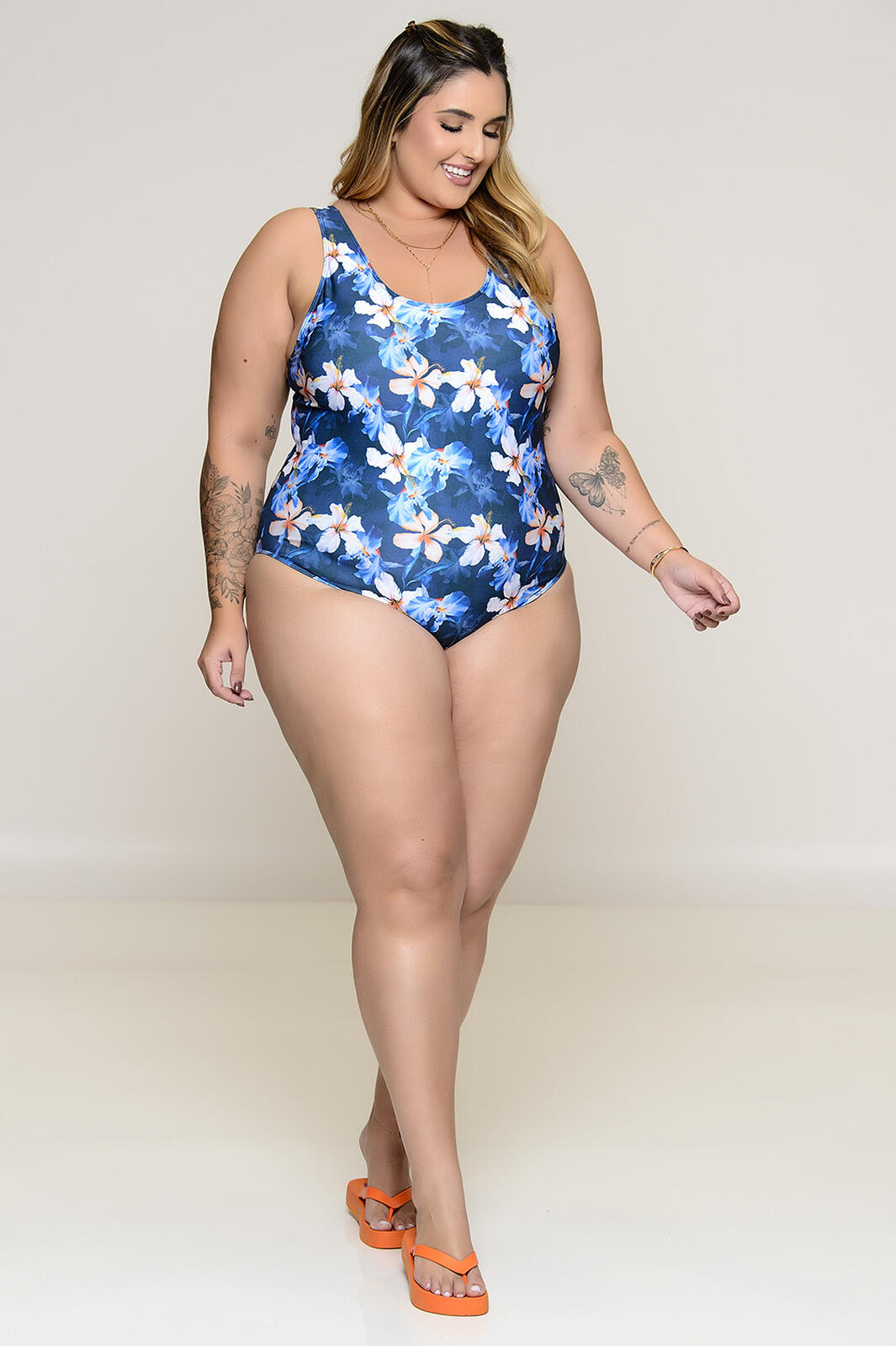 Maiô Plus Size Clássico Azul