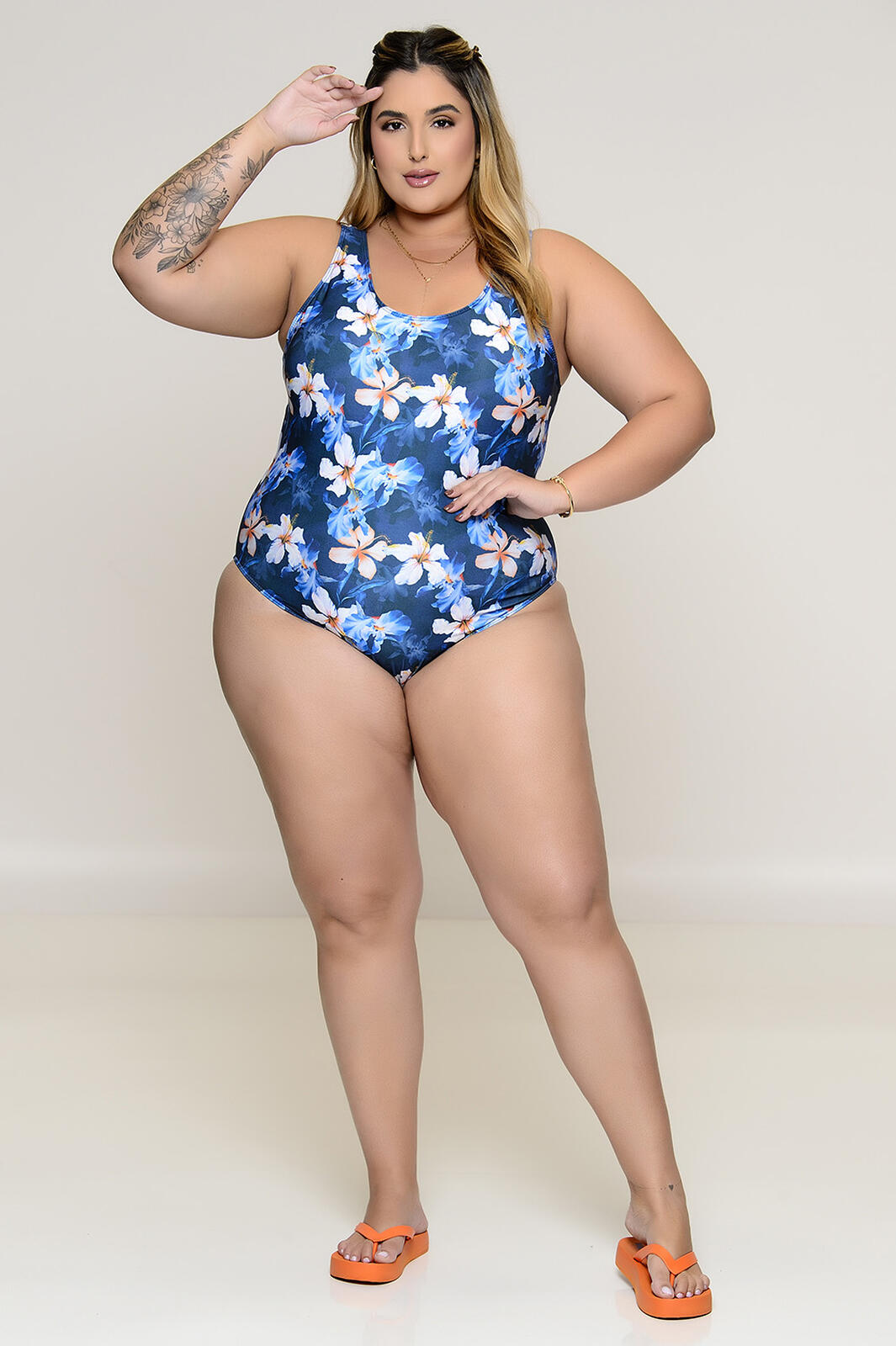 Maiô Plus Size Clássico Azul