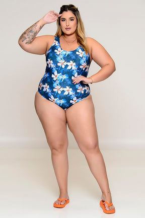 Maiô Plus Size Clássico Azul