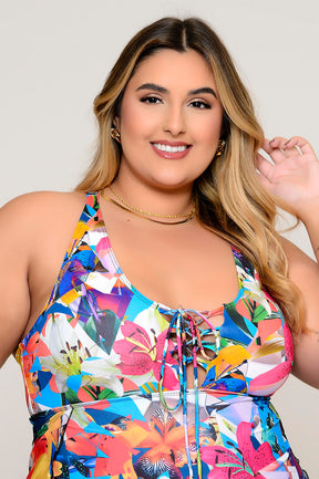 Maiô Plus Size com Bojo e Saída Embutida Lírio Colors