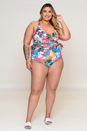 Maiô Plus Size com Bojo e Saída Embutida Lírio Colors