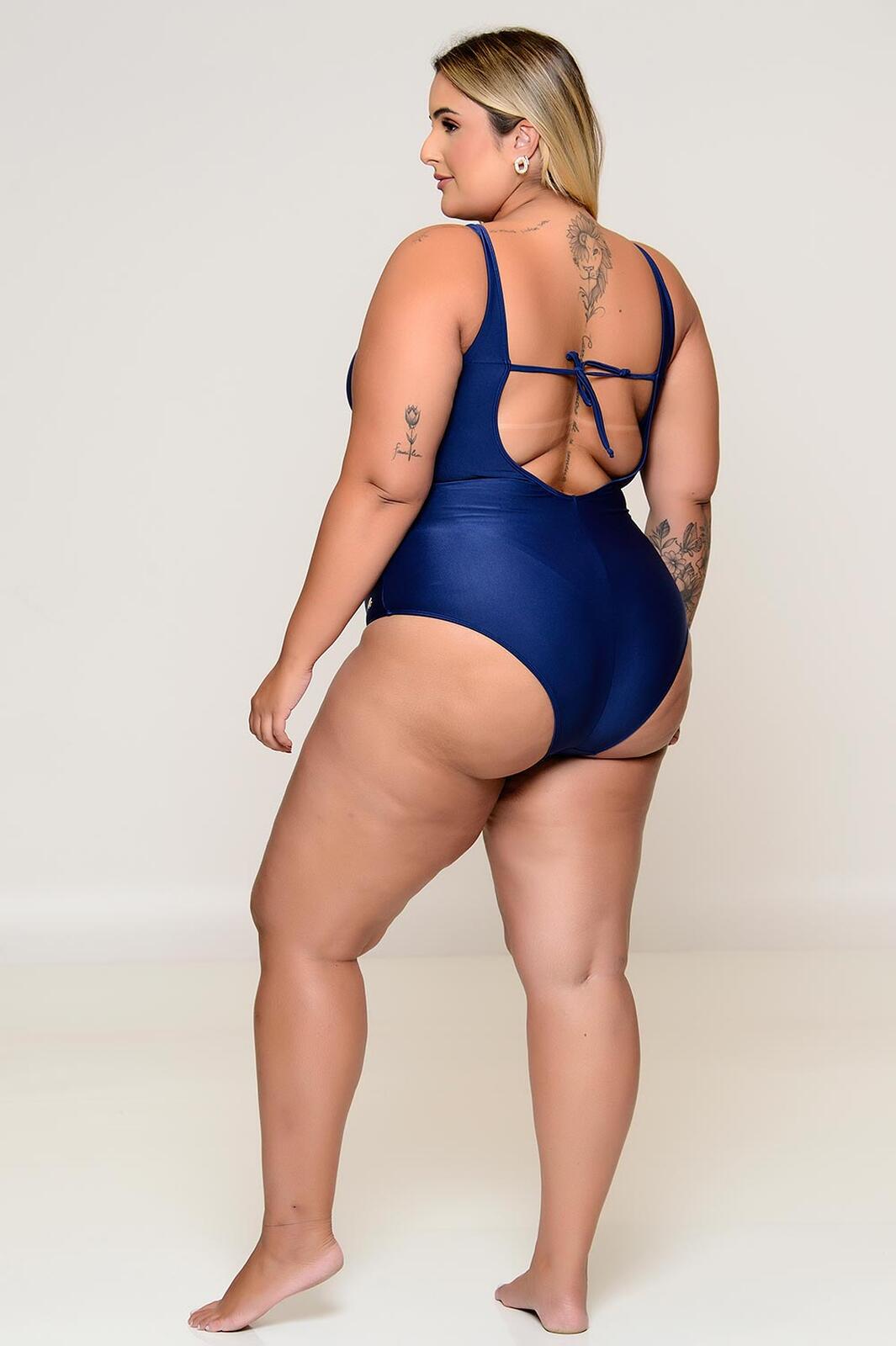 Maiô Plus Size Sem Bojo Azul