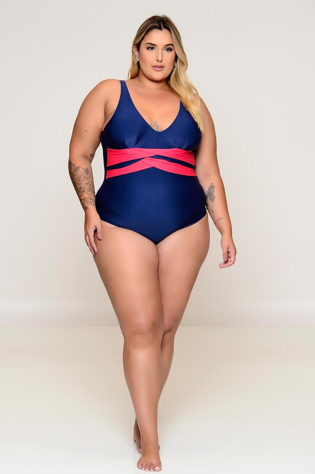 Maiô Plus Size Sem Bojo Azul