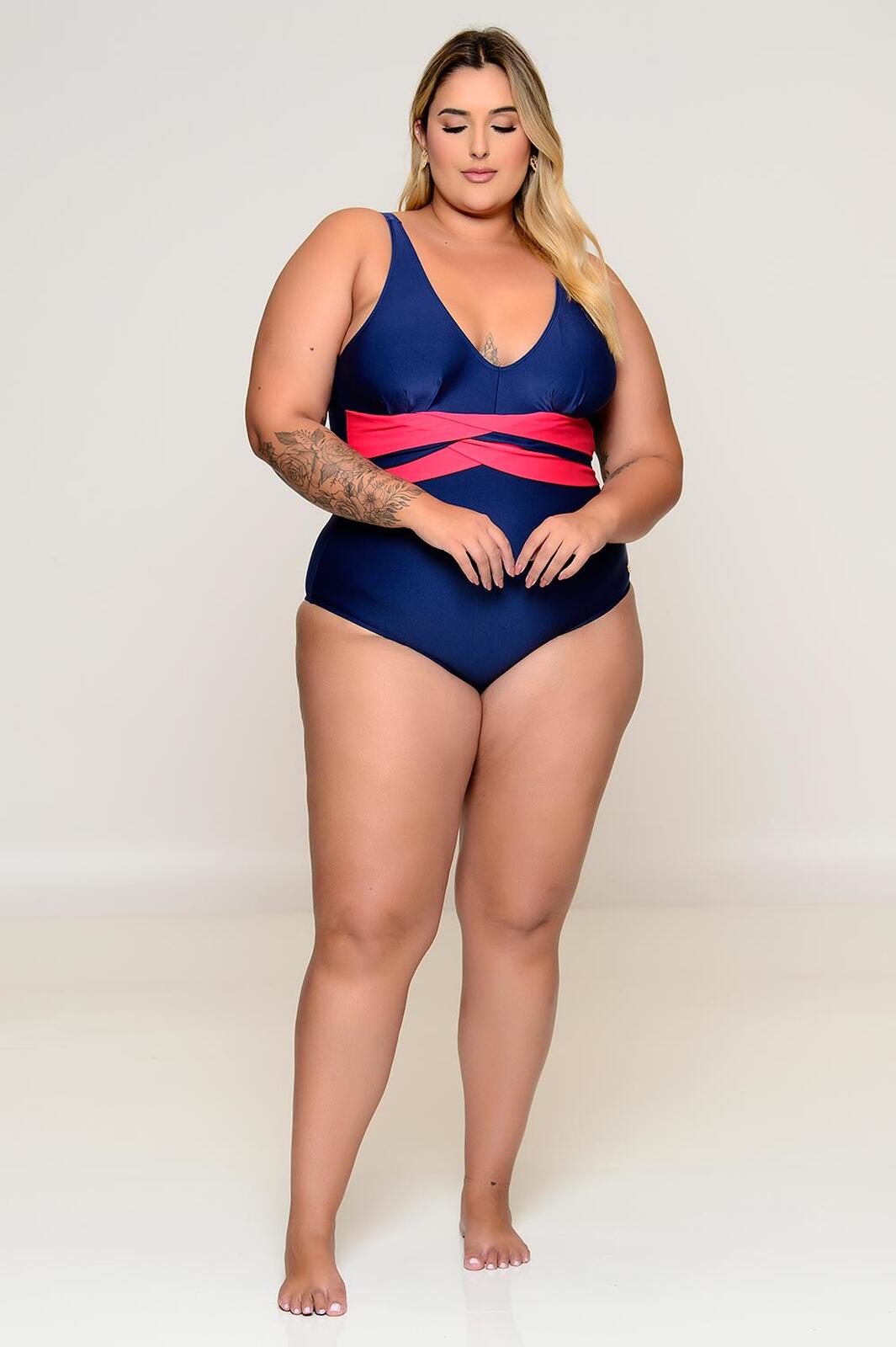 Maiô Plus Size Sem Bojo Azul