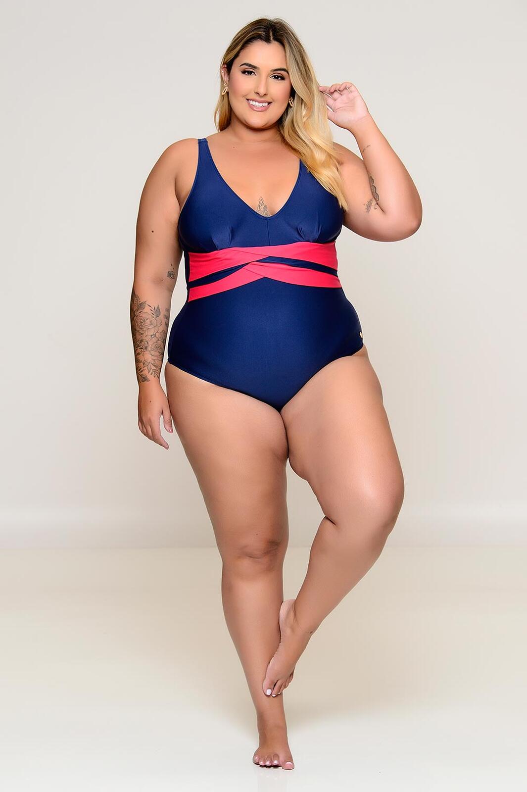 Maiô Plus Size Sem Bojo Azul