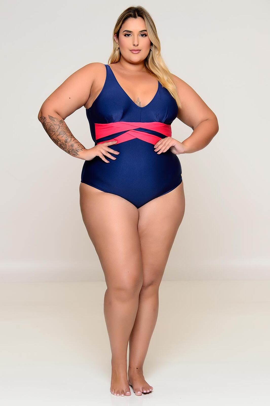 Maiô Plus Size Sem Bojo Azul