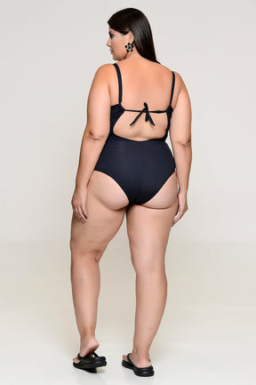 Maiô Plus Size Zero Barriga Com Bojo Preto