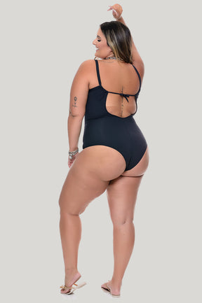 Maiô Plus Size Zero Barriga Preto