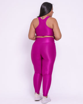 Conjunto Legging Curve Plus Size Rosa Uva + Top Nadador