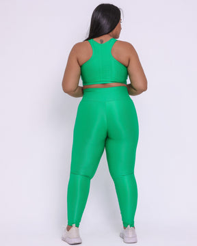 Conjunto Legging Curve Plus Size Verde Bandeira + Top Nadador