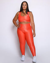 Conjunto Legging Curve Plus Size Laranja + Top Nadador