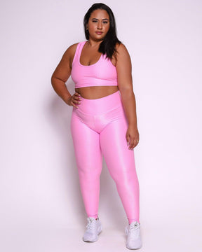 Conjunto Legging Curve Plus Size Rosa Candy + Top Nadador