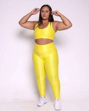 Conjunto Legging Curve Plus Size Amarelo + Top Nadador