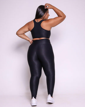 Conjunto Legging Curve Plus Size Preto + Top Nadador