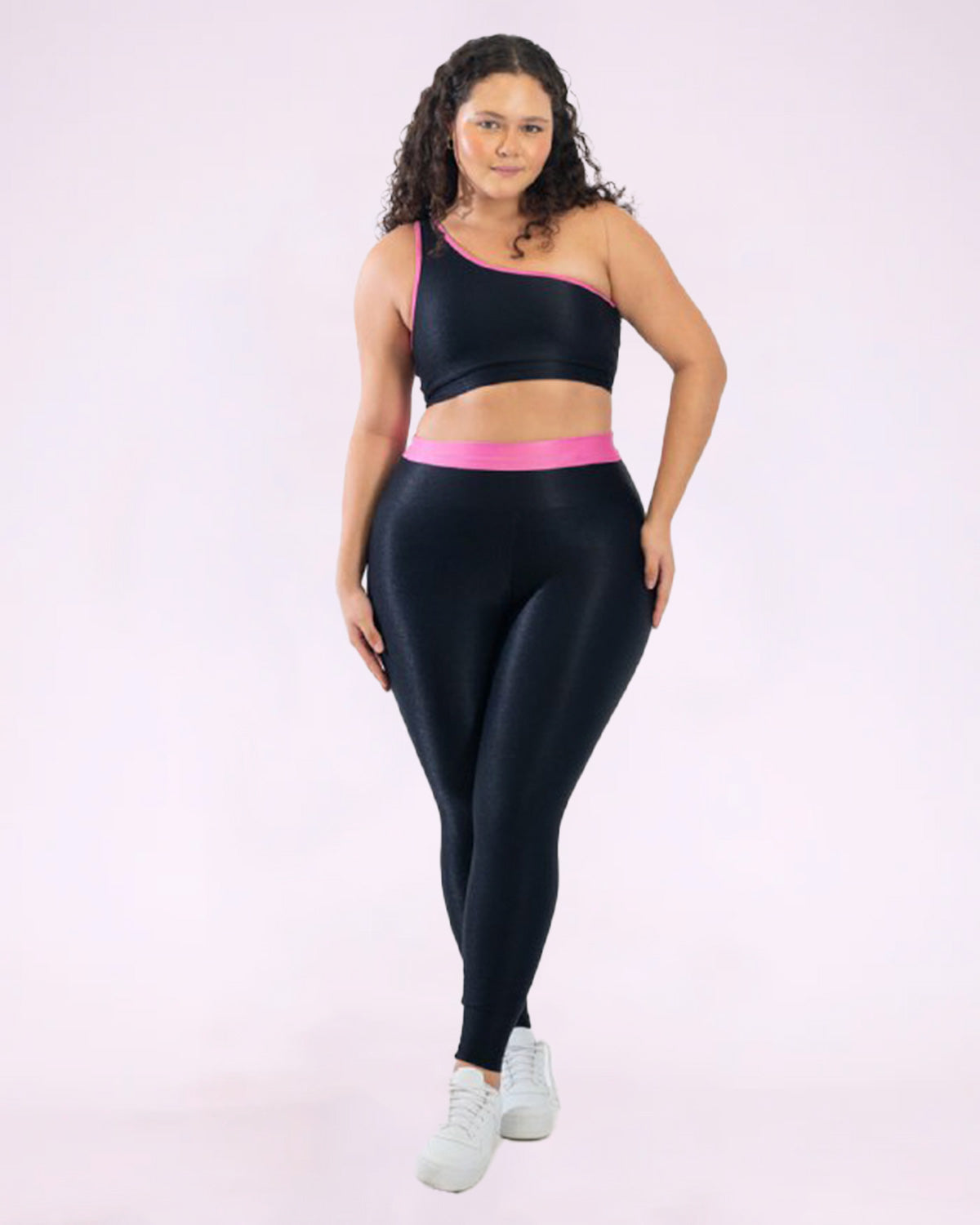 Conjunto Legging Curve Plus Size Bicolor + Top Ombro Só (Todas cores)