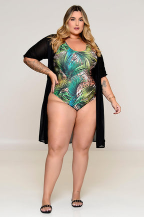 Saída de Praia Plus Size Curta Preta